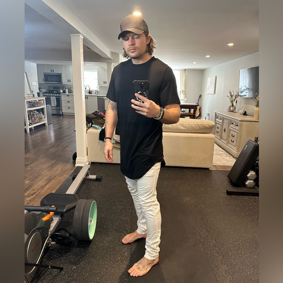 Black Longline Tee w/ side zip - Picture 3 of 4